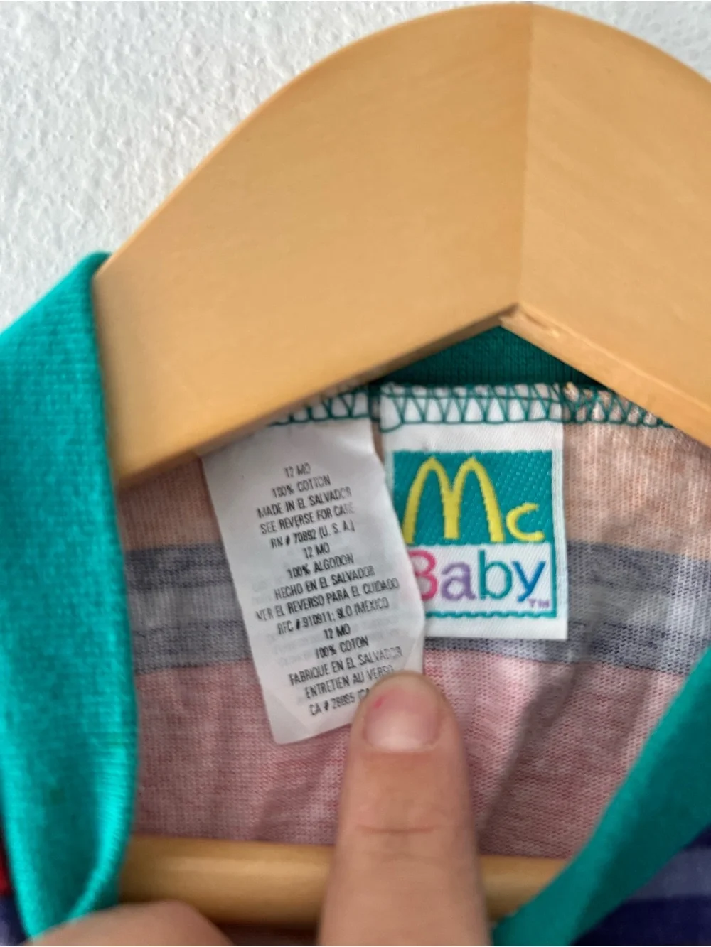 VINTAGE | McBaby Striped Cotton 90s Tee | 12 mos